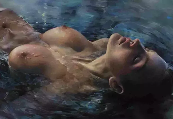 Kirillova Julia, Nude Pastel Painting, 21st Century. photo furniture
