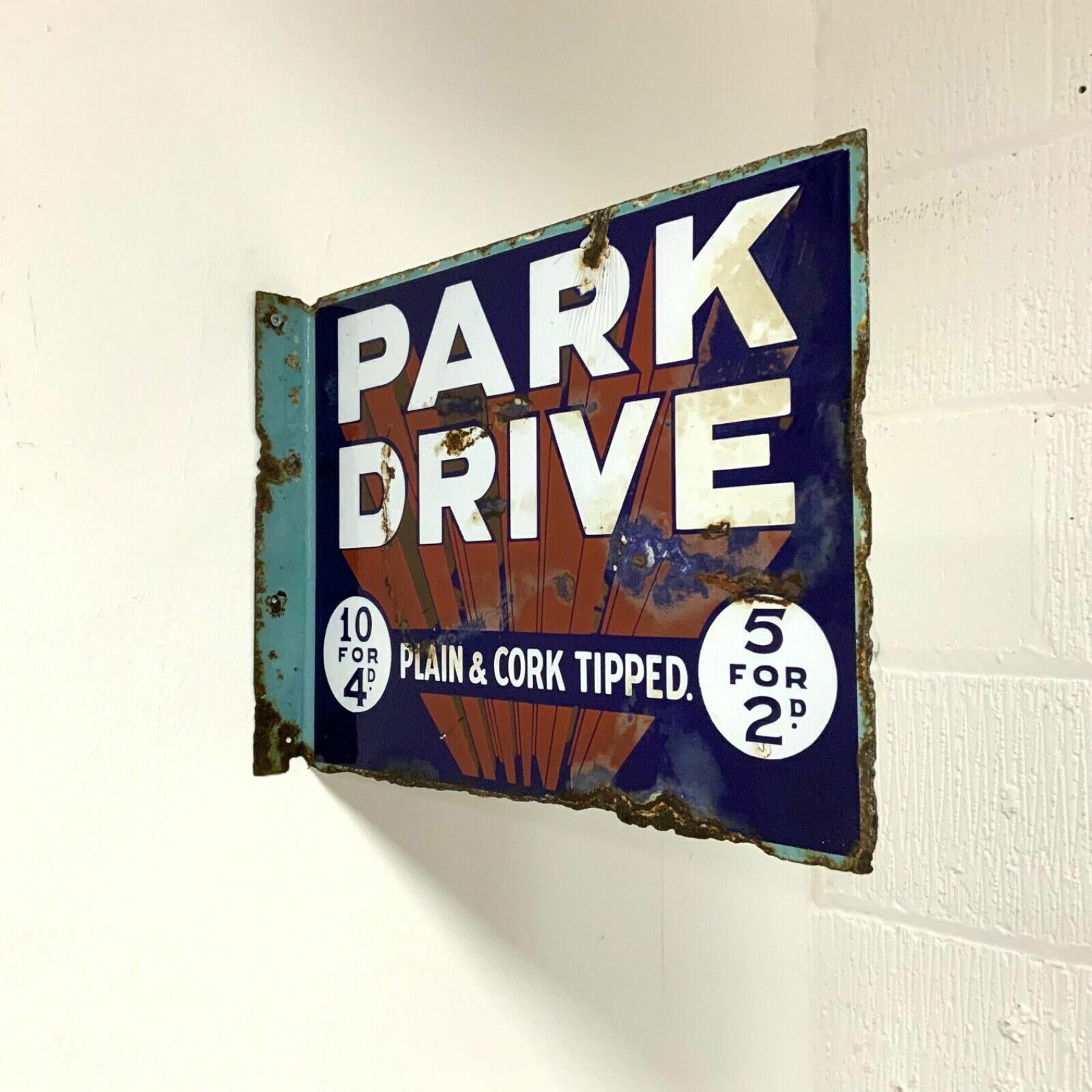 Park Drive Cigarettes Double Sided Enamel Advertising Sign /1 photo furniture