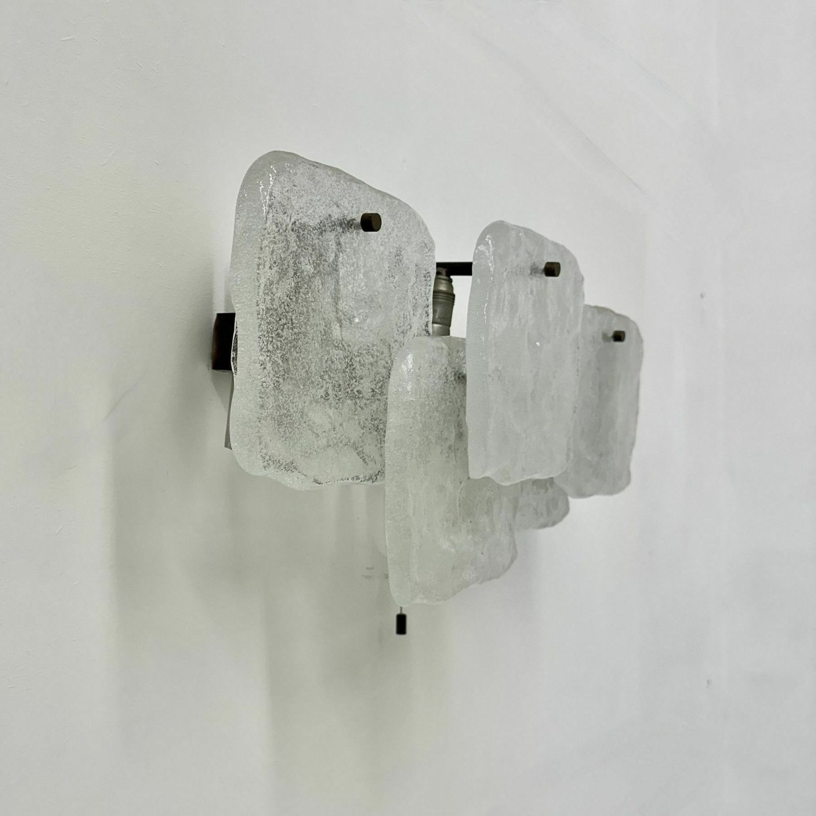 Modernist Frosted Ice Glass Wall Lamp Attributed To J. T. Kalmar For Kalmar, 1960s photo buy