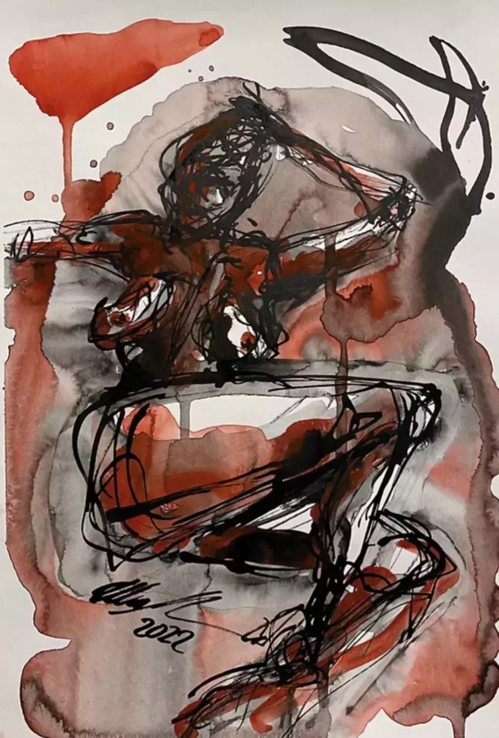Ulla Martinmaki Nude Painting Mixed Media 21st Century Finland photo for sale