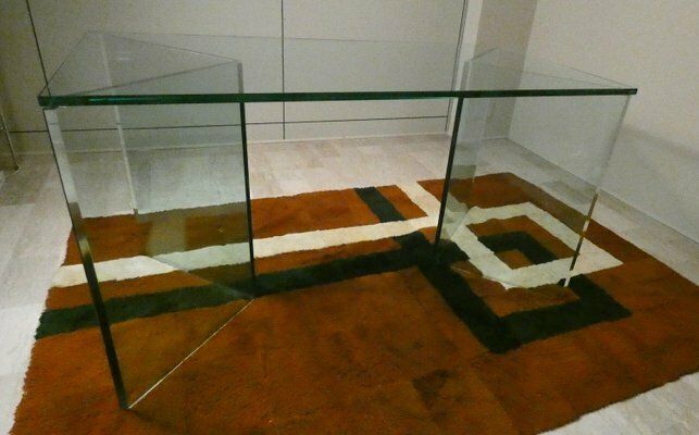 Furniture Bacco Transparent Glass Desk Attributed To Tonelli, Italy, 1980s photo