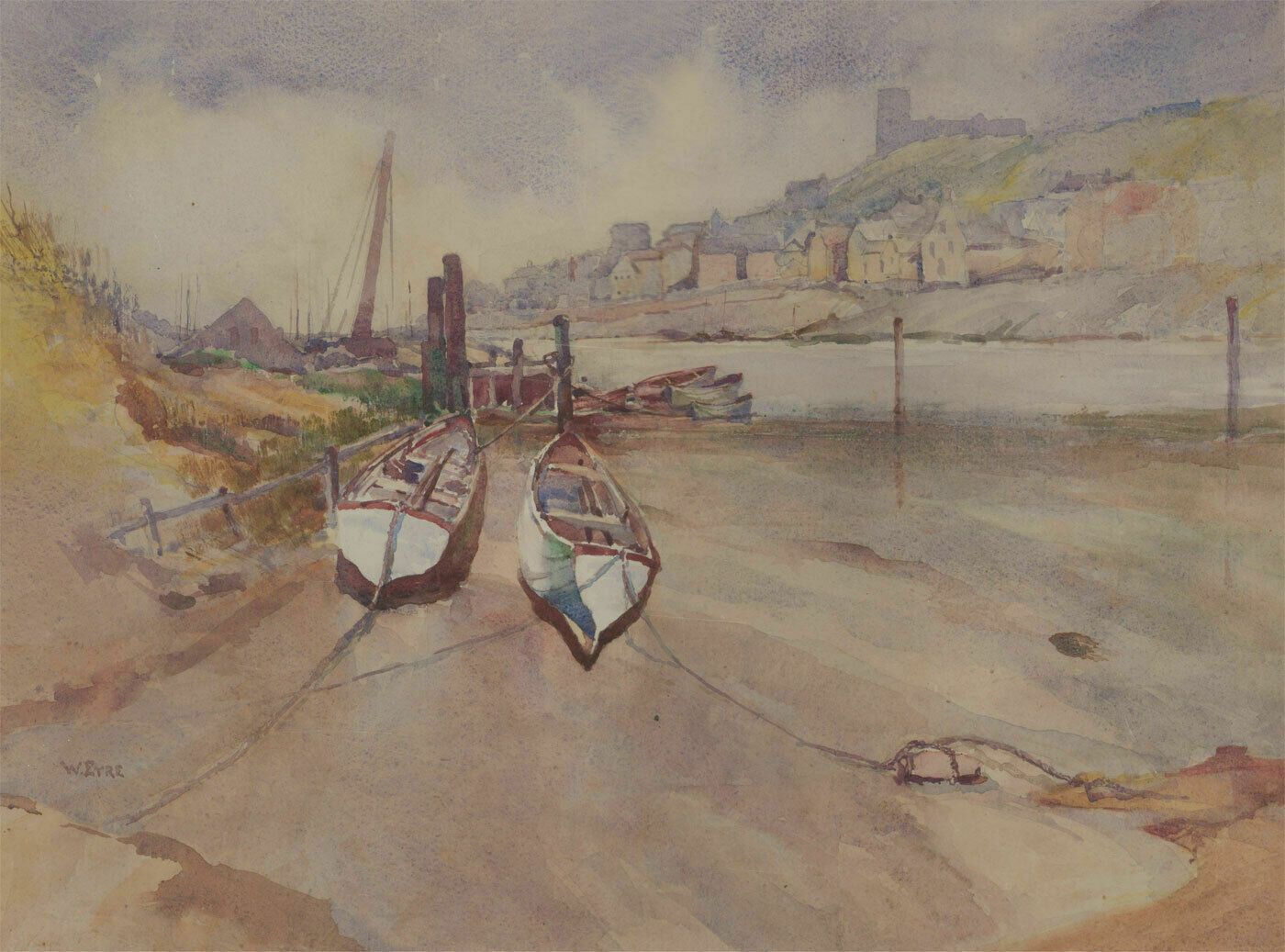 William Eyre (1891 1979) Signed And Framed Watercolour, Beached Boats photo furniture