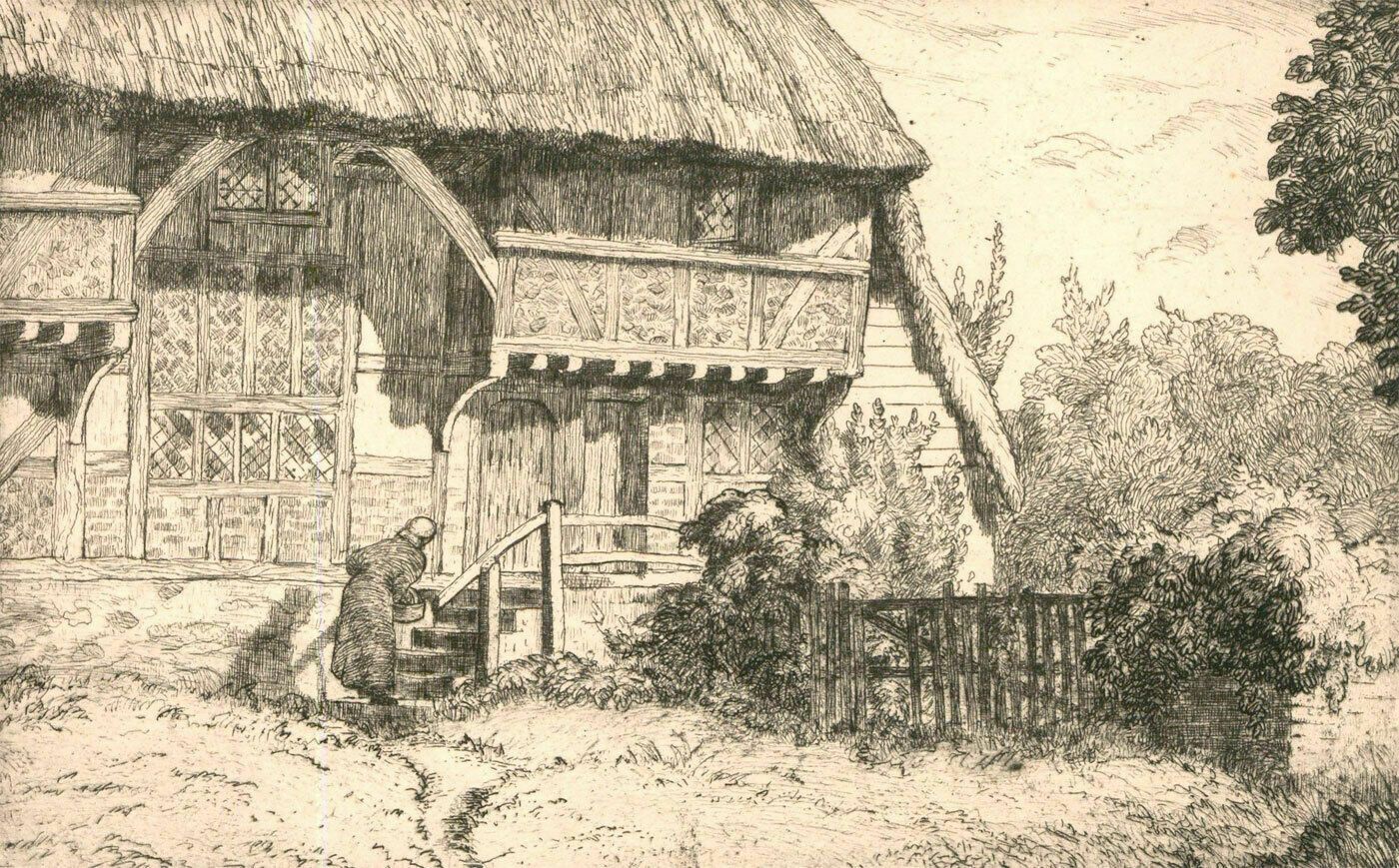 James Dudley Haynes (1894 1947) Mid 20th Century Etching, Nosy Neighbour