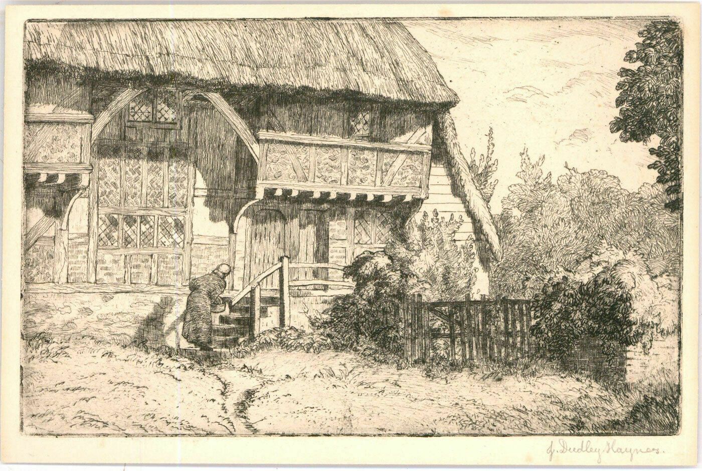 James Dudley Haynes (1894 1947) Mid 20th Century Etching, Nosy Neighbour photo furniture