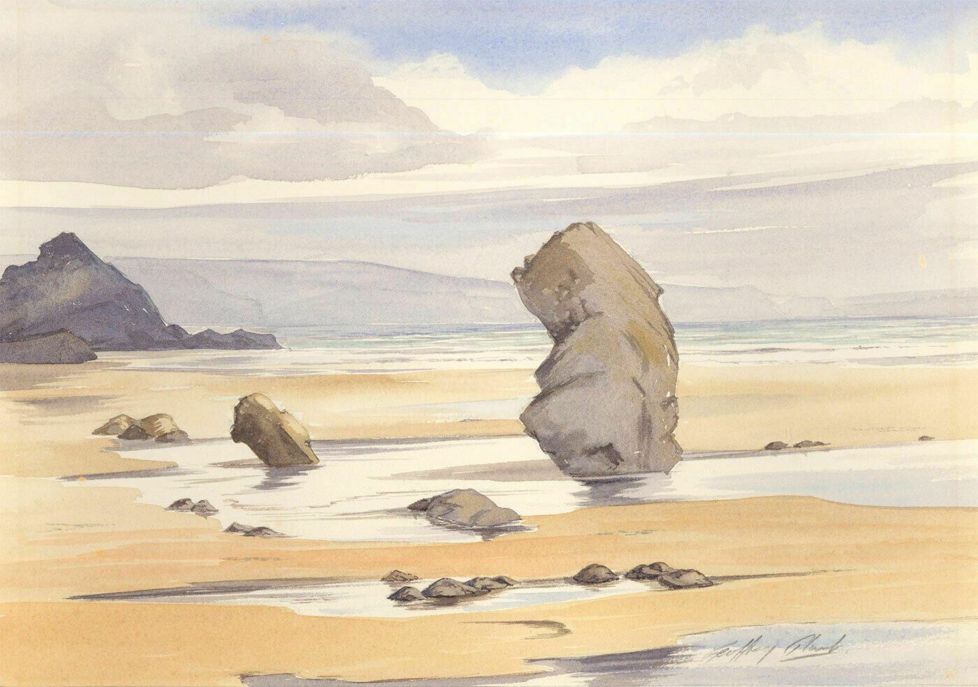 Geoffrey Plant (1939 2000) 20th Century Watercolour, Rock On The Beach