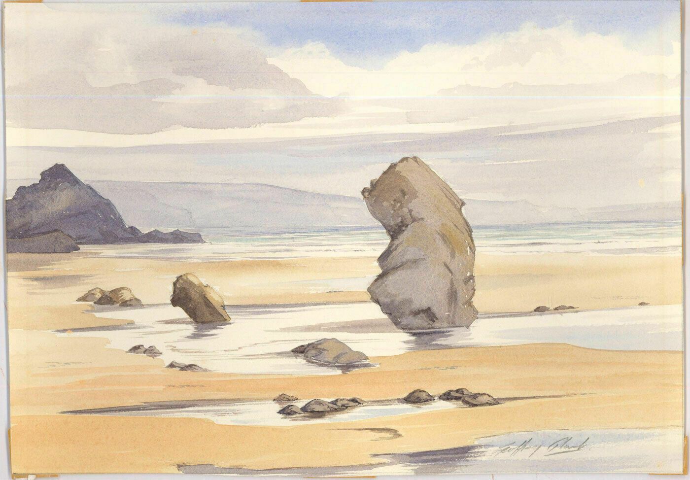Geoffrey Plant (1939 2000) 20th Century Watercolour, Rock On The Beach photo furniture