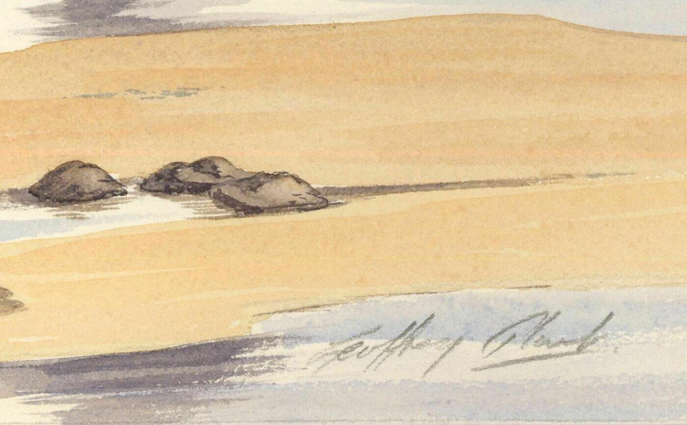 Geoffrey Plant (1939 2000) 20th Century Watercolour, Rock On The Beach photo for sale