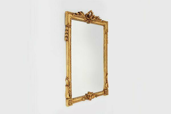 Gilted Carved Wooden Wall Mirror, Belgiums 1950s photo for sale