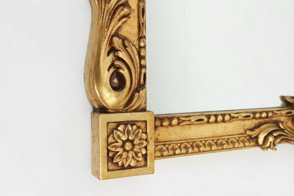 Gilted Carved Wooden Wall Mirror, Belgiums 1950s photo vinterior