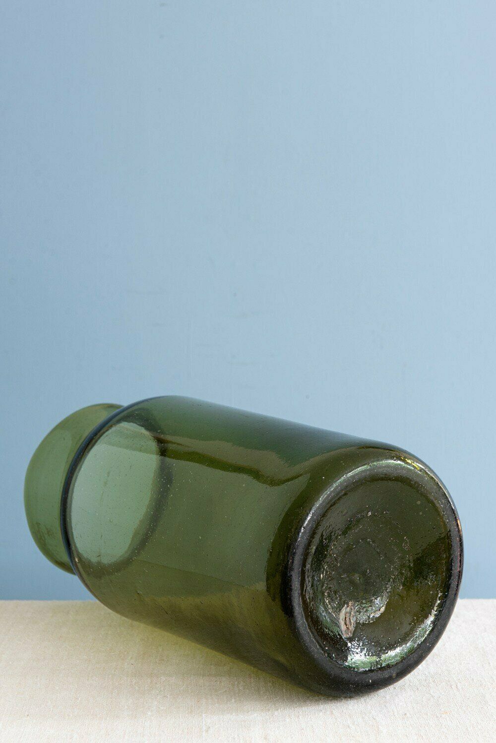 French Green Glass Pickling Jar Vase, 19th Century photo vinterior