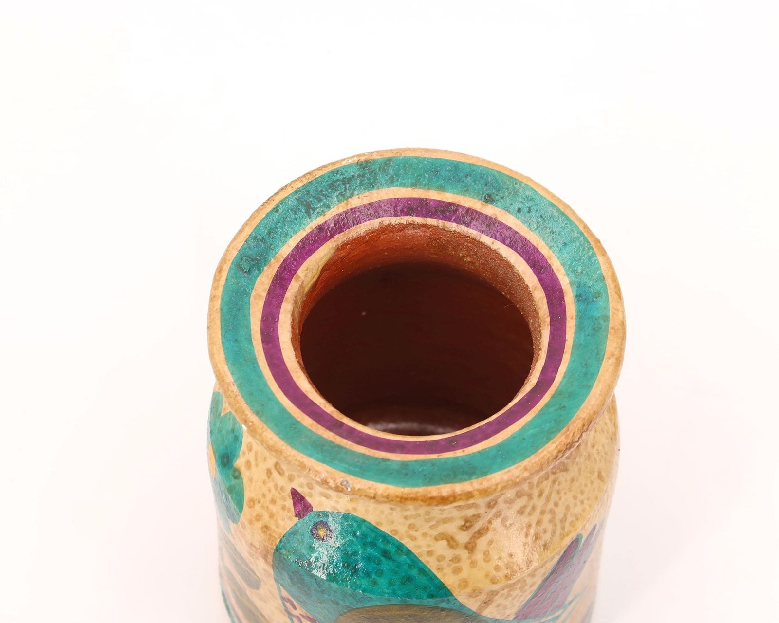 Ceramic Vase By Carmo Saude, Birds And Flowers Decor, Portugal 1978 / Portuguese Ceramica, Pottery, Folk photo Home Decor