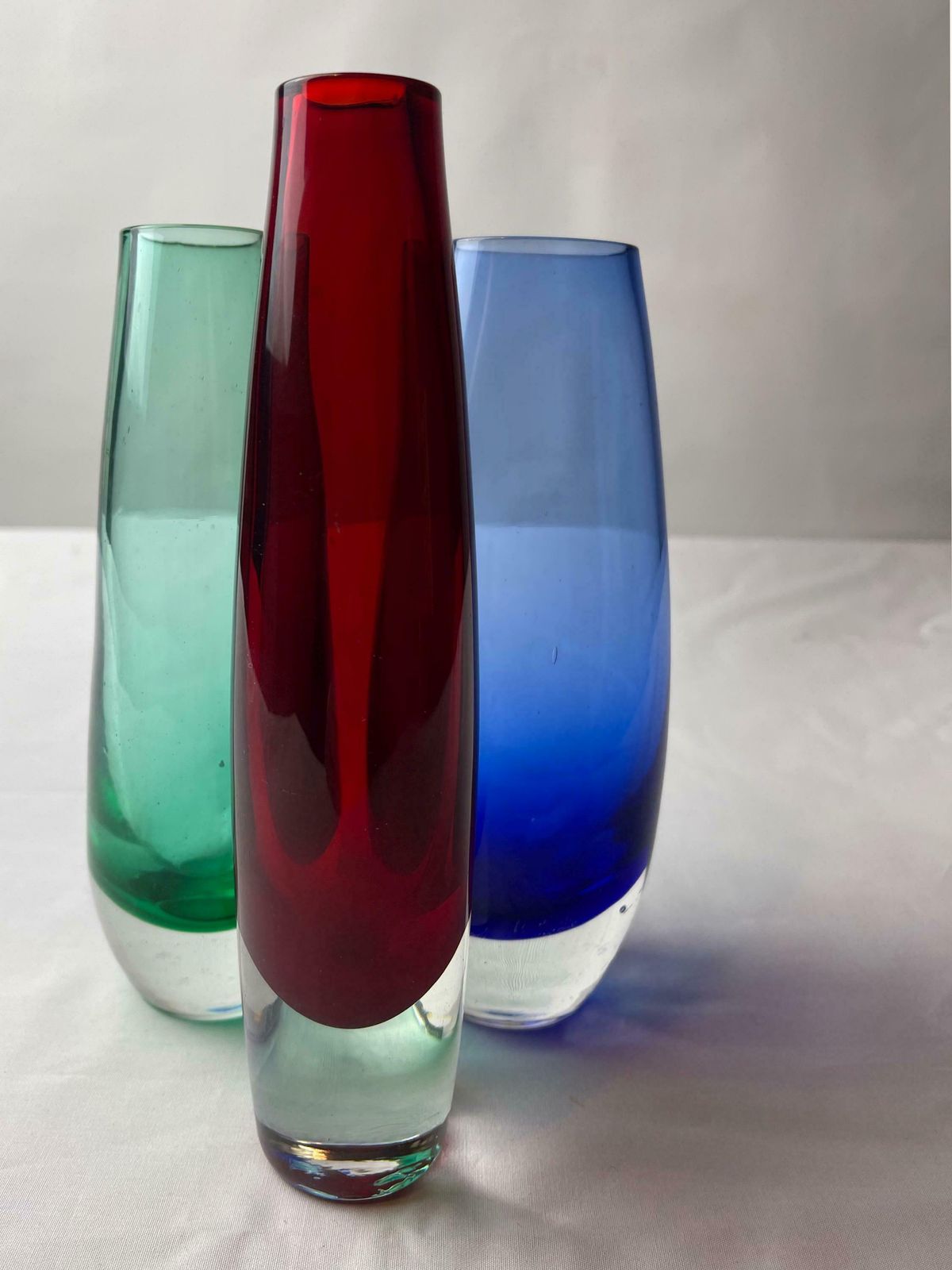 photo furniture Swedish Glass Vases / Scandinavian / 60s / Mid Century Modern / Modernist / Collectible / Art Glass / Green / Blue / Red