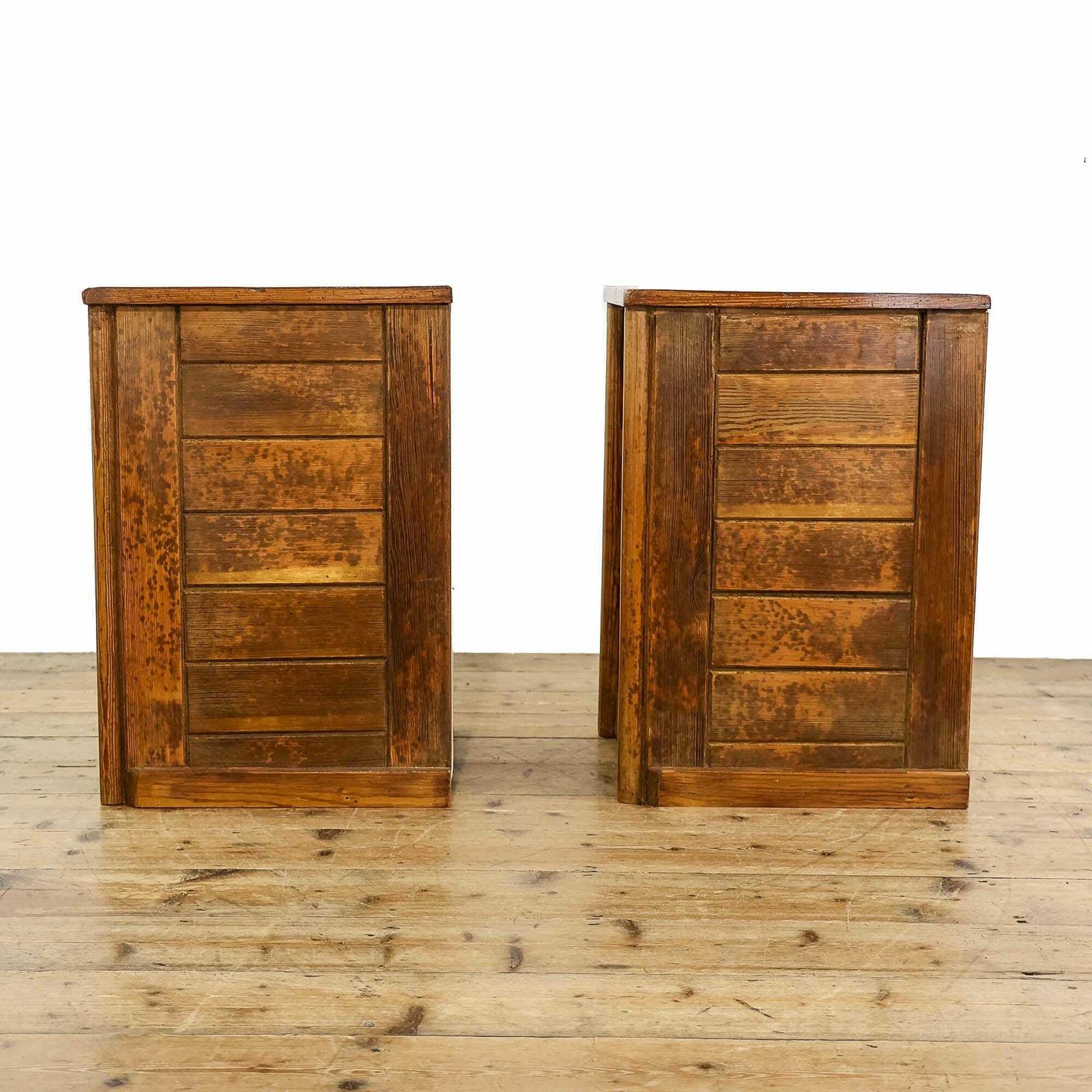 Pair Of Rustic Pine Bedside Cabinets | Bedroom Storage | Pair Of Cabinets | Pitch Pine Chest | Reclaimed Cabinets photo vinterior