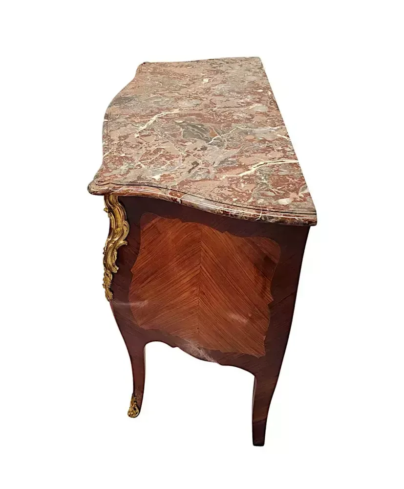 A Very Rare Pair Of 19th Century Marble Top Bombe Shaped Chests Or Commodes photo vintage