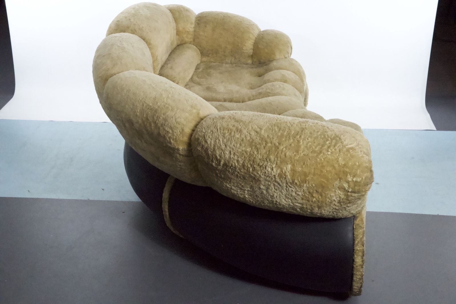 Space Age Modular Sofa By Adriano Piazzesi, Cream Teddy Bear & Leatherette, 1970s Italy photo buy