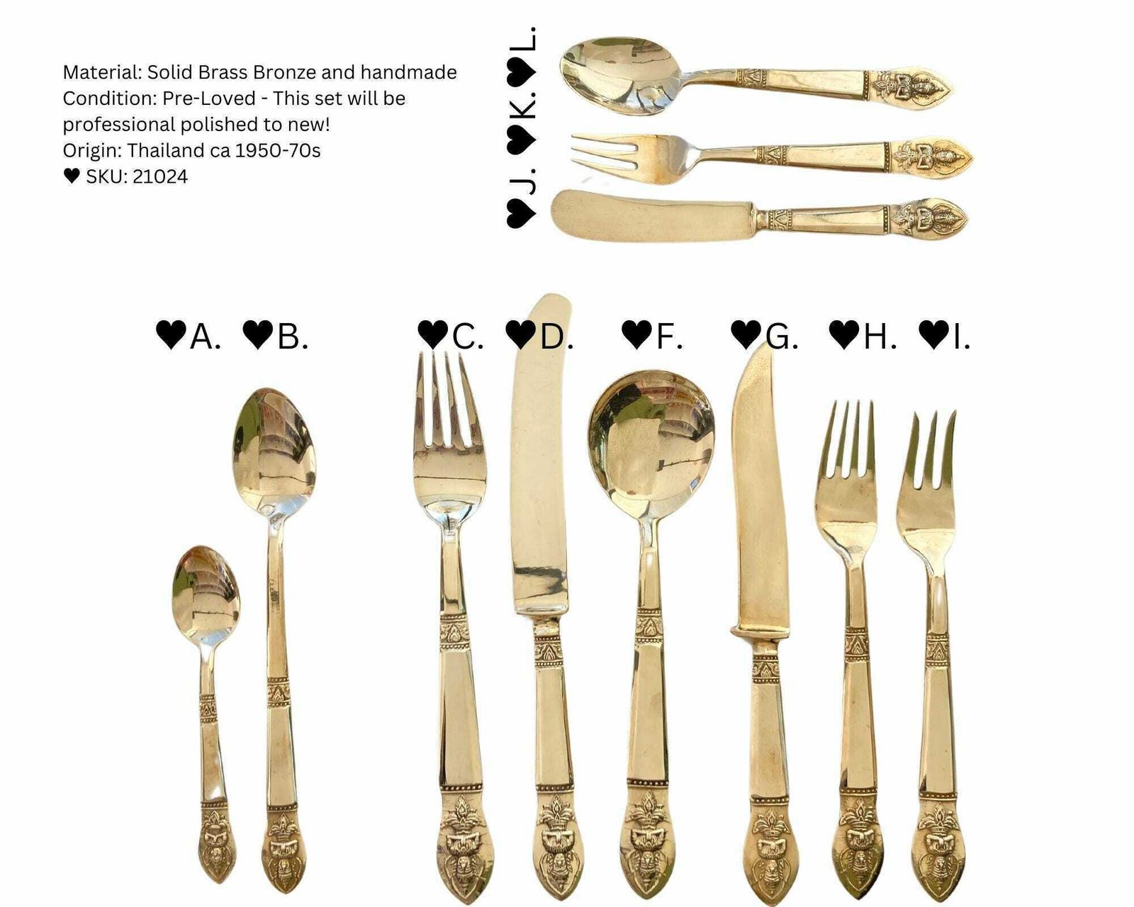 Vintage Bamboo Flatware | Solid Brass Bronze | Polished To New photo Home Decor