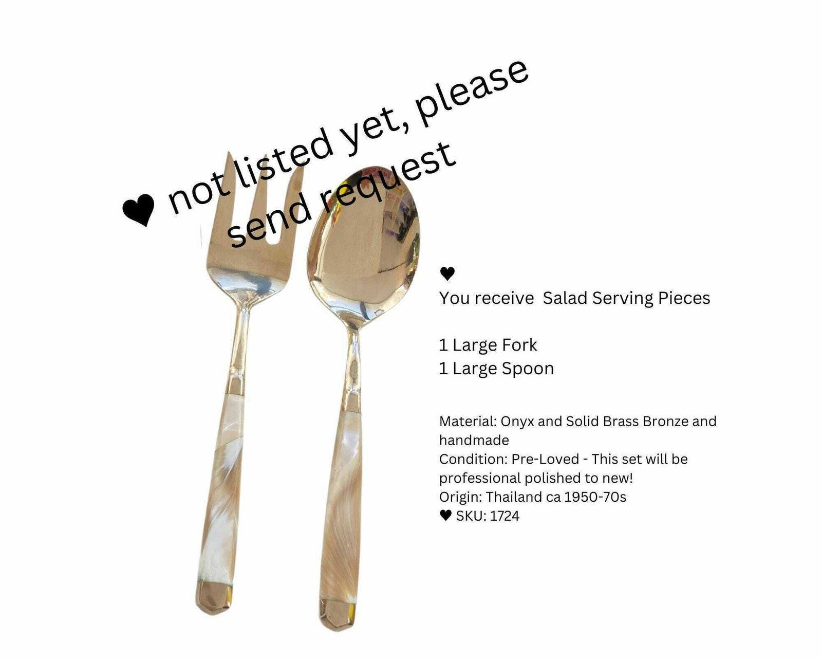 Vintage Bamboo Flatware | Onyx And Brass | Polished To New photo vinterior
