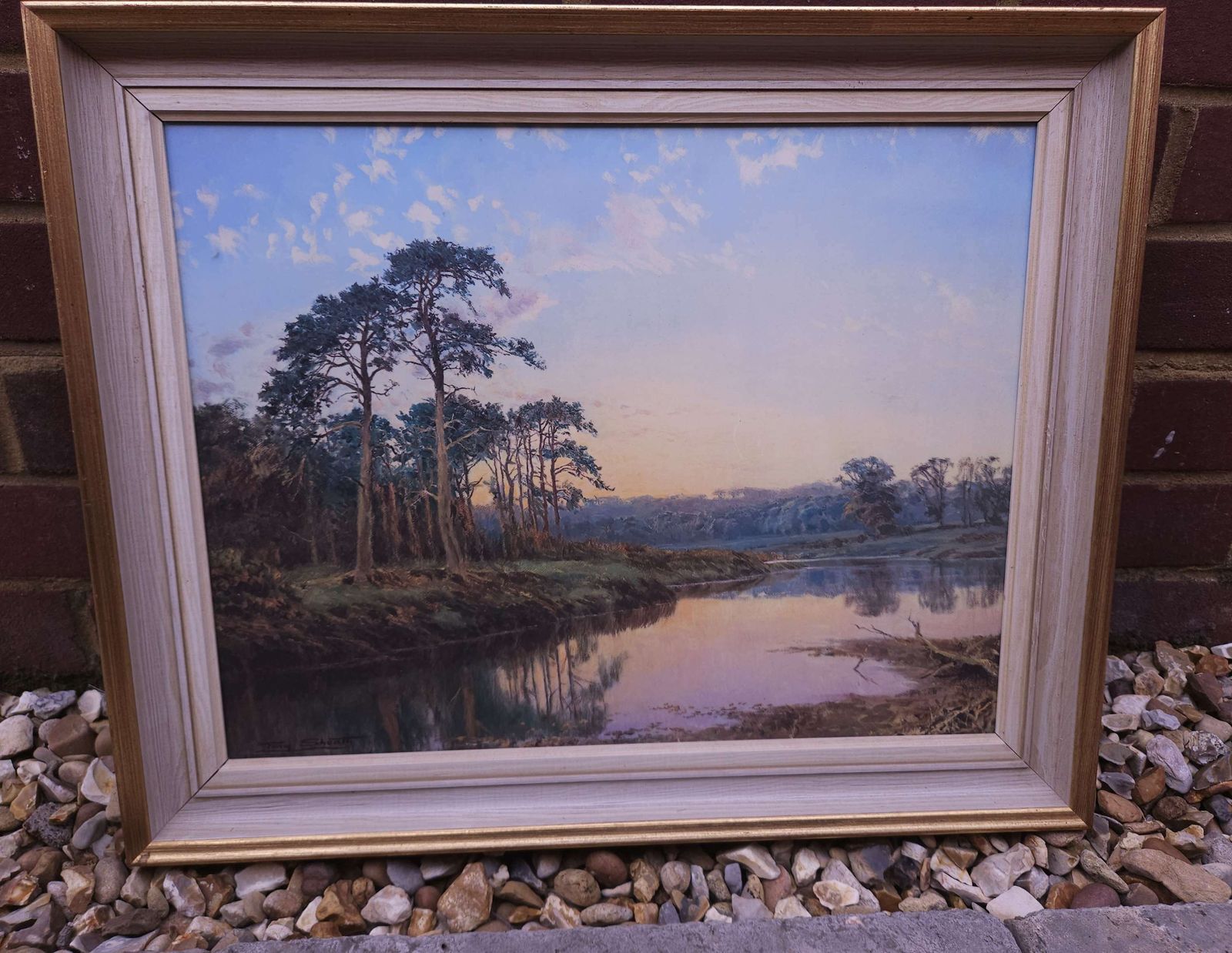 Atmospheric Riverside Landscape Print 'Evening Pines' By Artist Tony Sheath (B.1946)