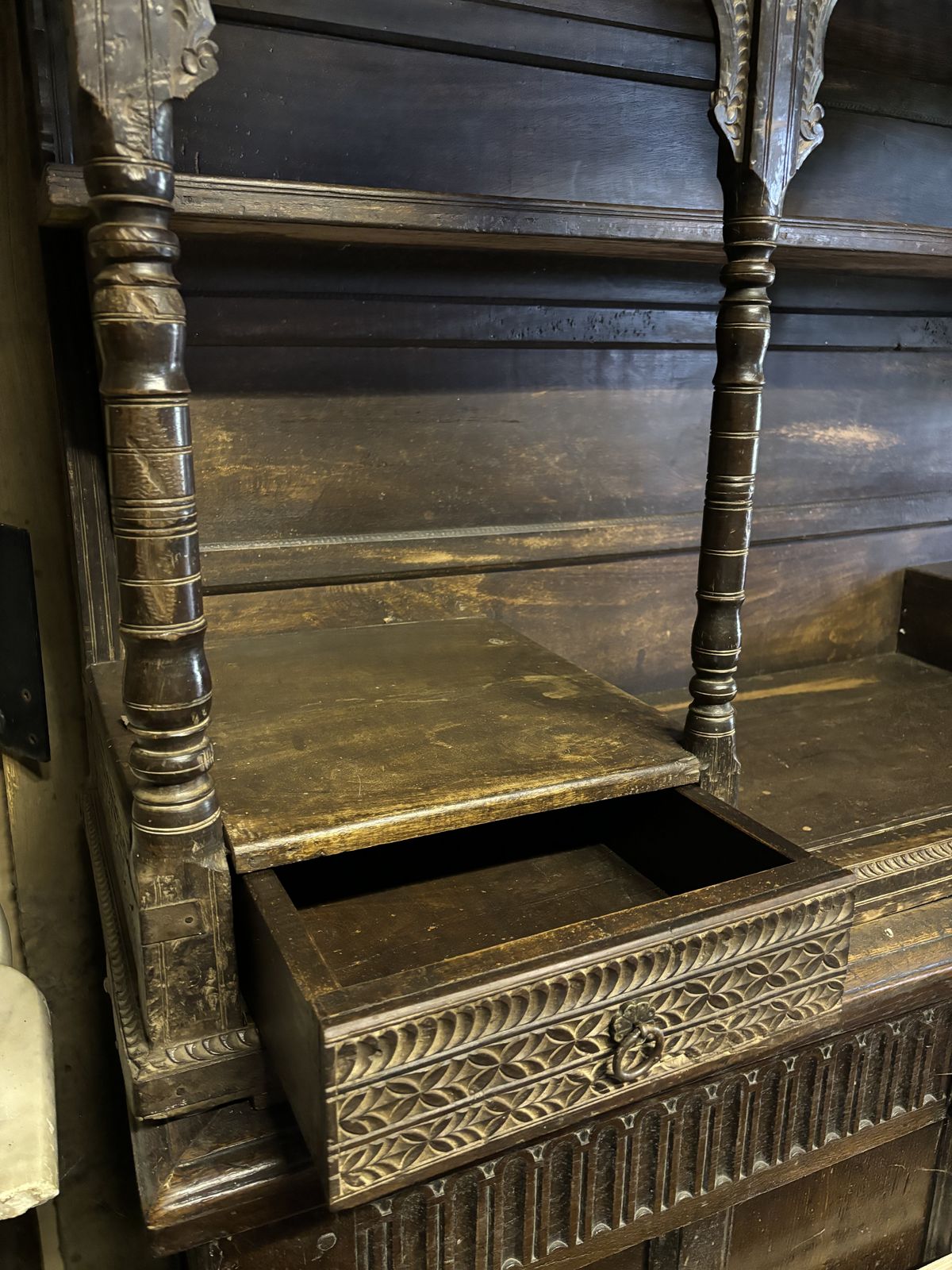 Large Anglo Indian Covered Shelf Unit photo vintage