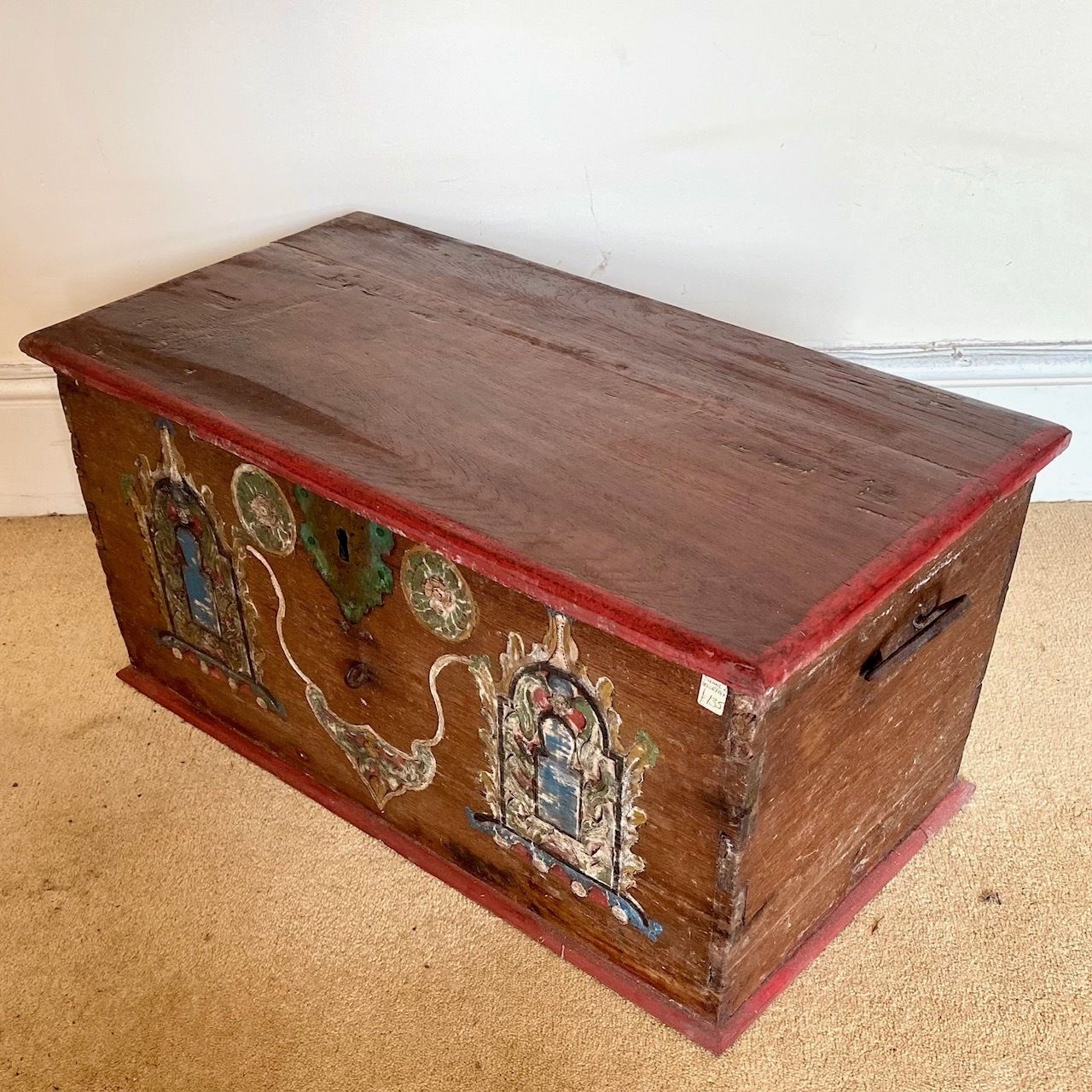 Antique 1900s Javanese Wooden Wedding Dowry Chest Trunk Indonesia photo for sale