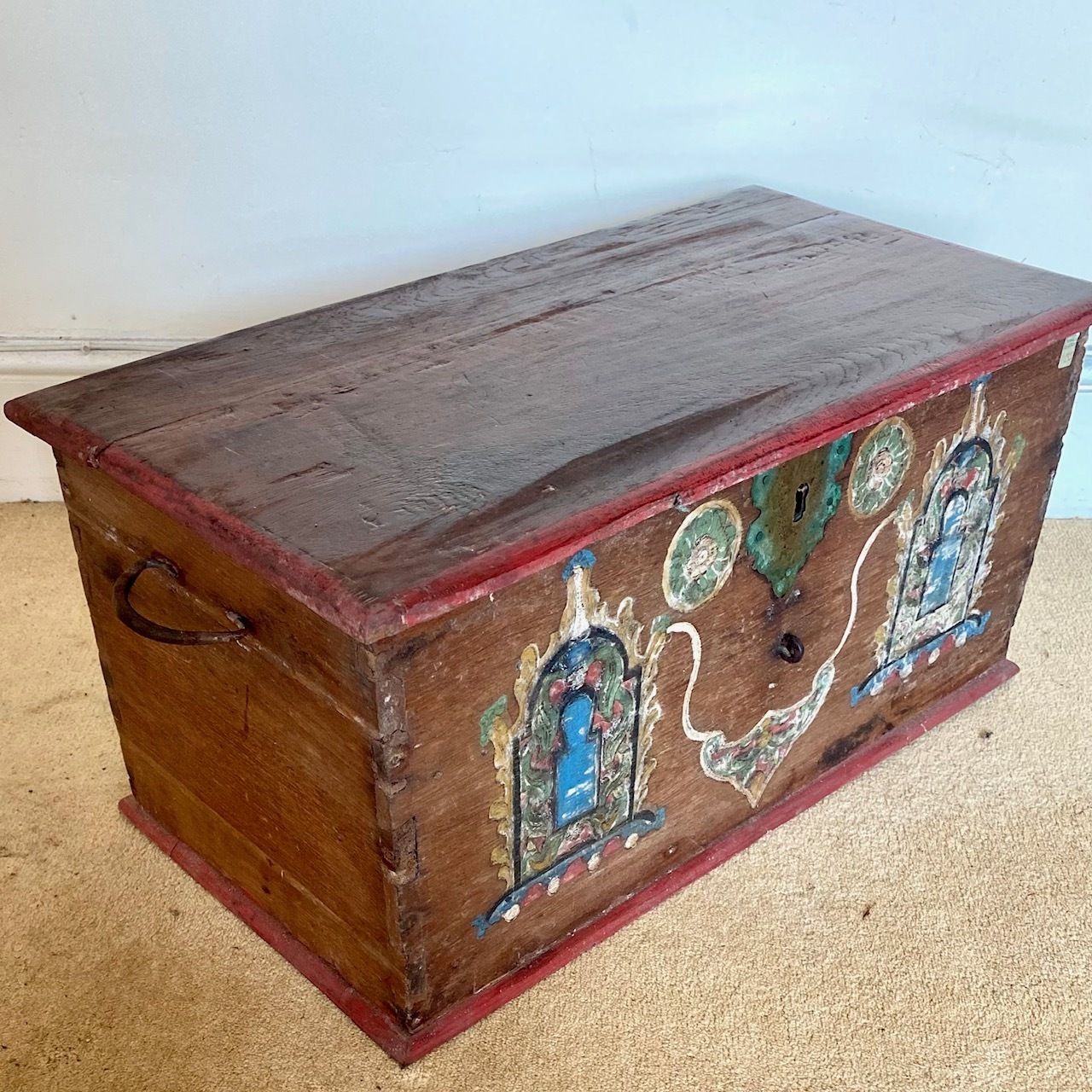 Antique 1900s Javanese Wooden Wedding Dowry Chest Trunk Indonesia photo Home Decor