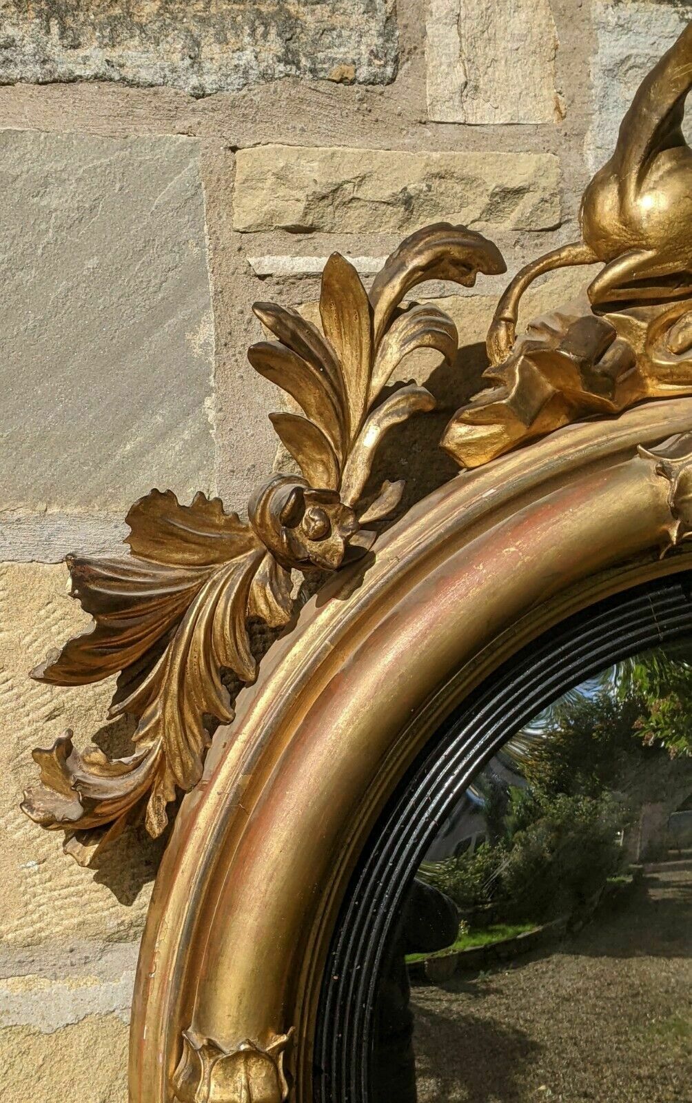 Regency Convex Giltwood Mirror Deer Crest photo Home Decor
