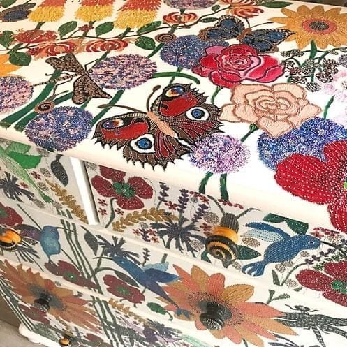Furniture In The Garden Hand Painted Large Chest Of Drawers With Embellishment photo