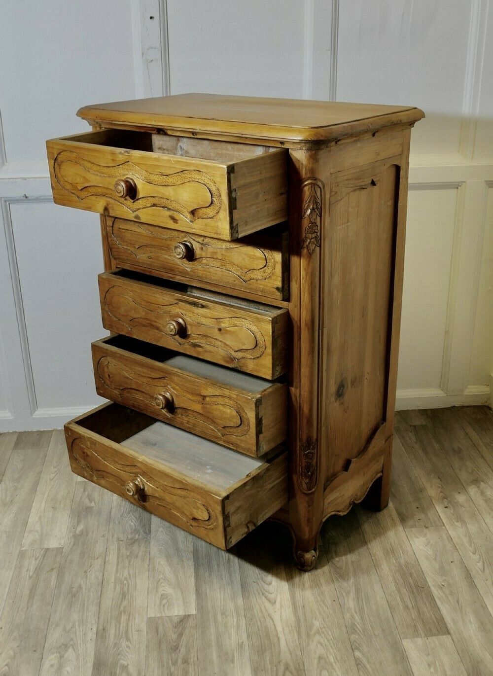 French Style Golden Pine Commode Chest Of Drawers photo 474.0