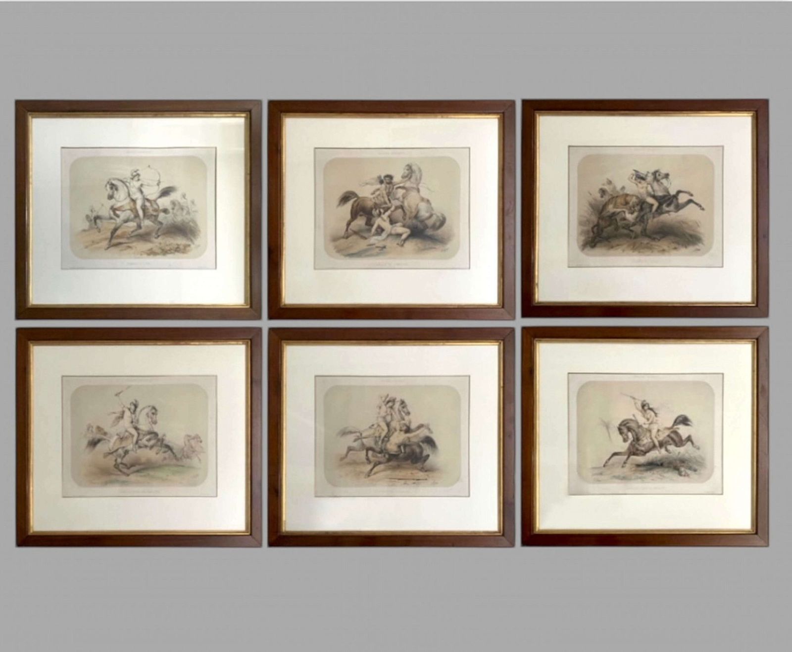 Victor Adam A Fabulous Set Of Six Lithographs 1851 'Amazones'