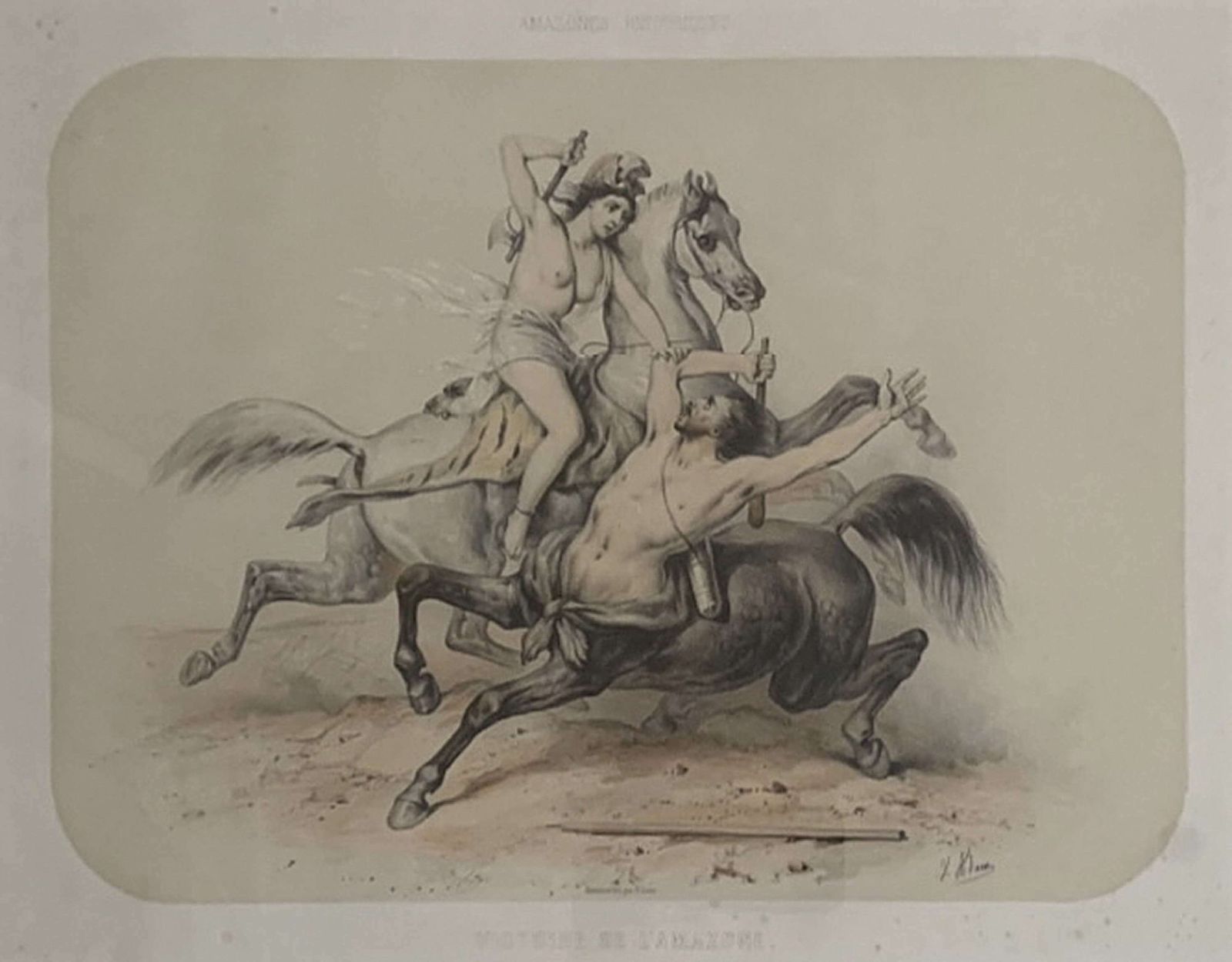 4225.0 Victor Adam A Fabulous Set Of Six Lithographs 1851 'Amazones' photo
