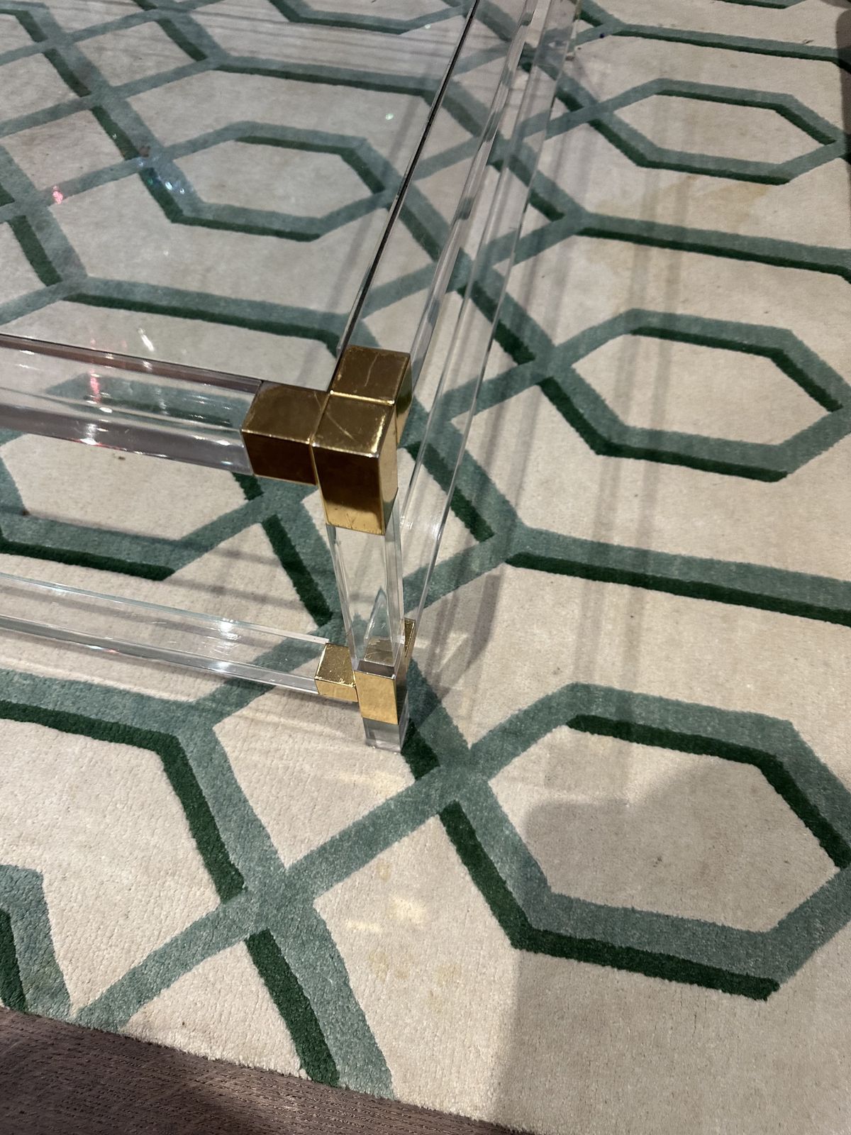 Vintage Acrylic Glass And Brass Square Coffee Table Charles & Hollis Jones 1970 photo 1000.0