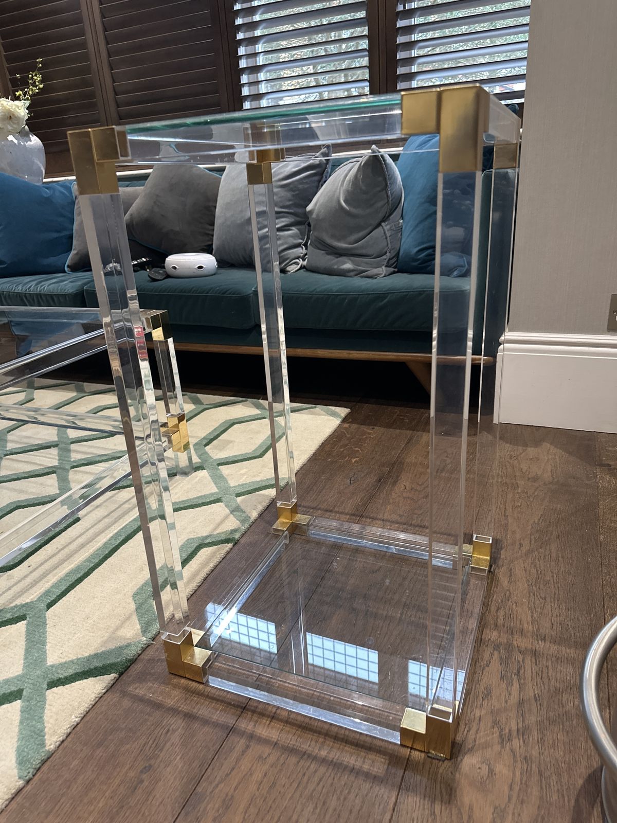 Two Tier Accent Tables Acrylic Glass And Brass Hollis Jones 1970s photo furniture