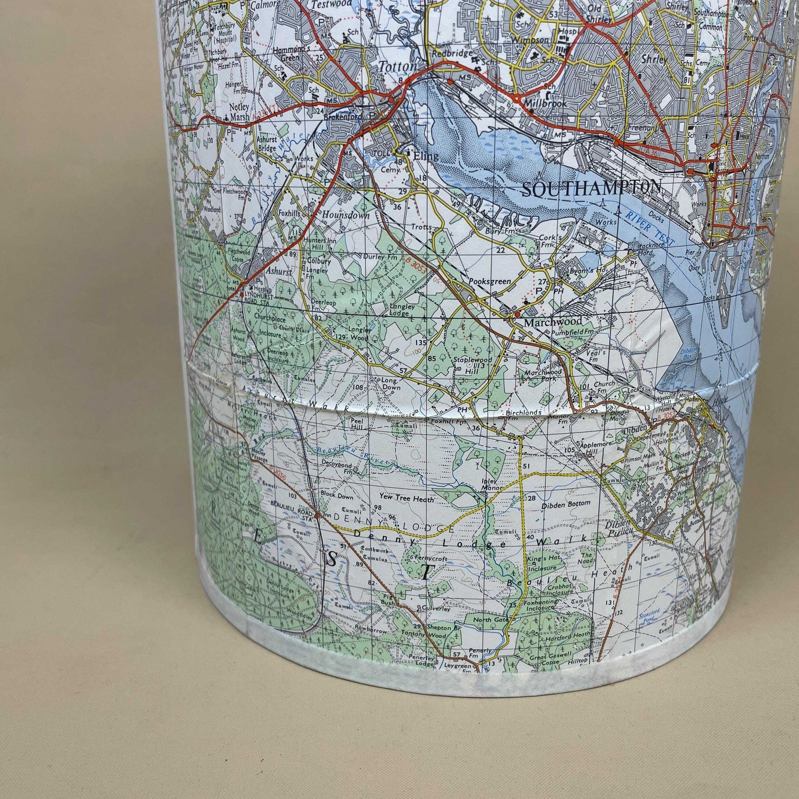 Unique Map Shade Hampshire Uk Lampshade Cylinder Drum Blue Neutral Lamp Shade Bedroom Geography photo Lighting