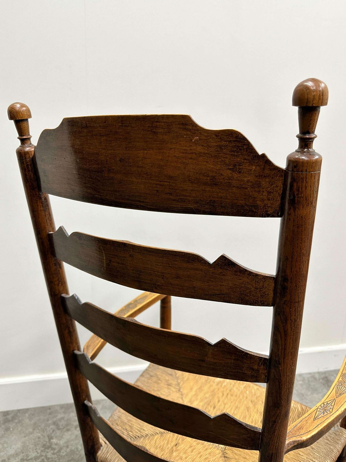 19th Century Handcrafted And Carved Ladder Back Chair, Circa 1840s. photo vintage