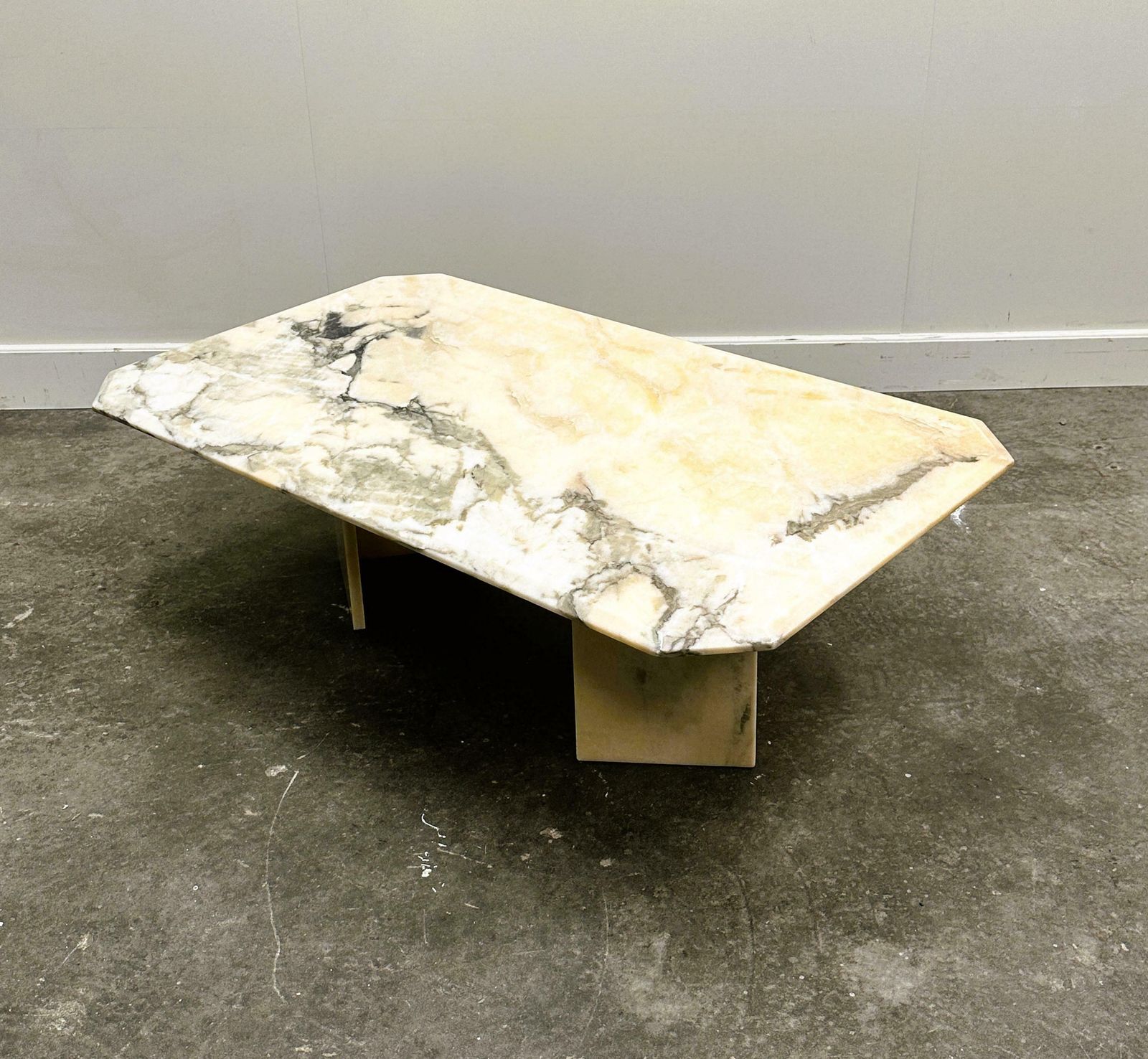 Vintage Pink And Gray Marble Coffee Table, Italy. 1980s