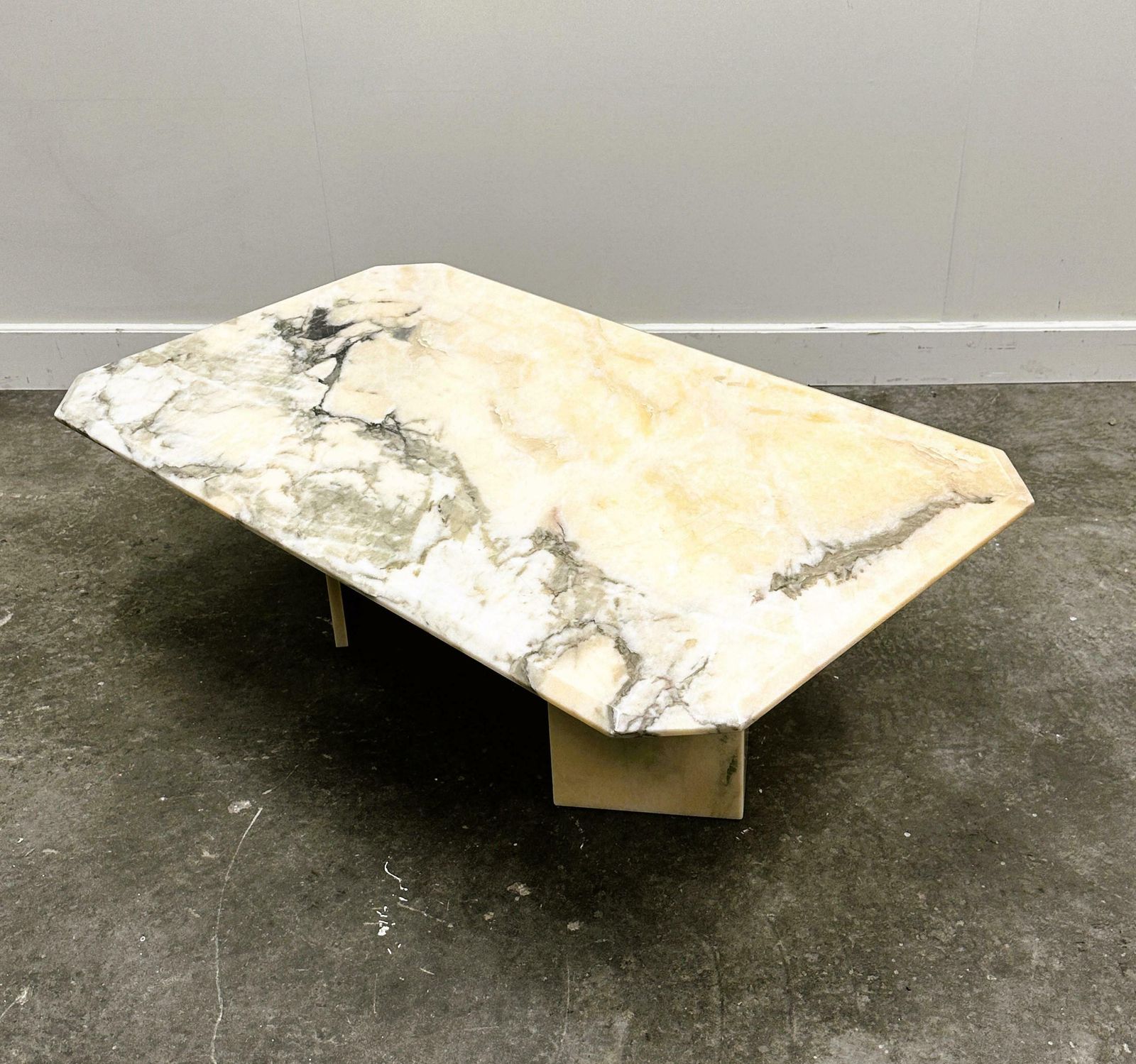 Vintage Pink And Gray Marble Coffee Table, Italy. 1980s photo vintage