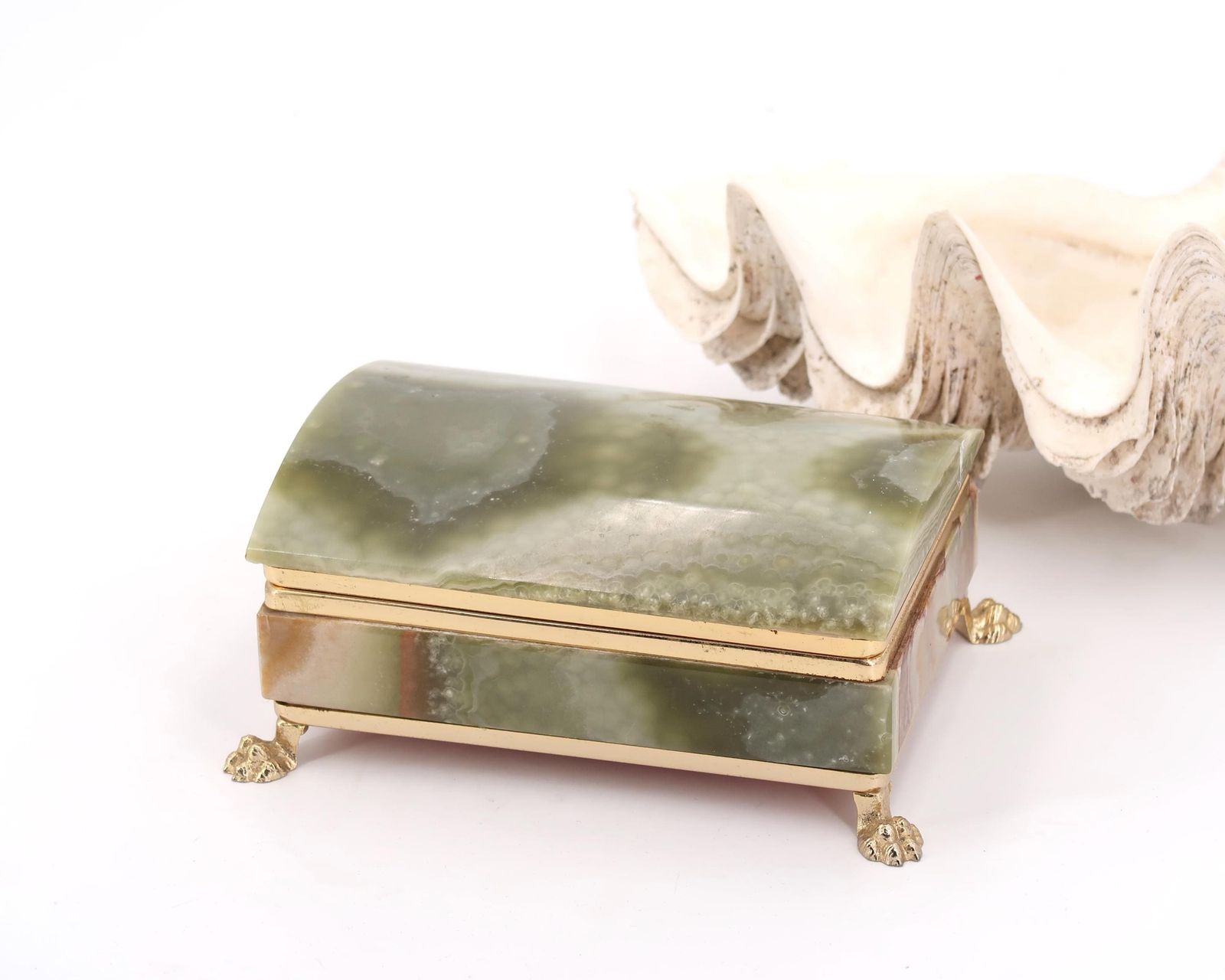 Italiaanse Sieradendoos Van Onyx, Jaren 1970 / Messing, Marmer, Boho Chic Bohemian Folk, Badkamer, Opbergen photo furniture