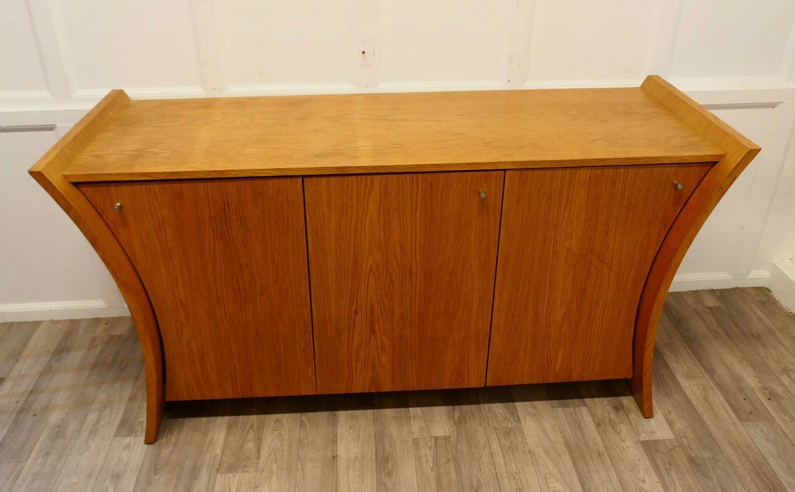 Elegant Designer 3 Door Sideboard In Golden Oak photo for sale