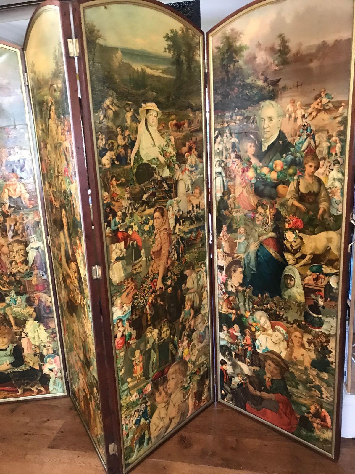 Victorian 4 Panel Scrap Screen photo Home Decor