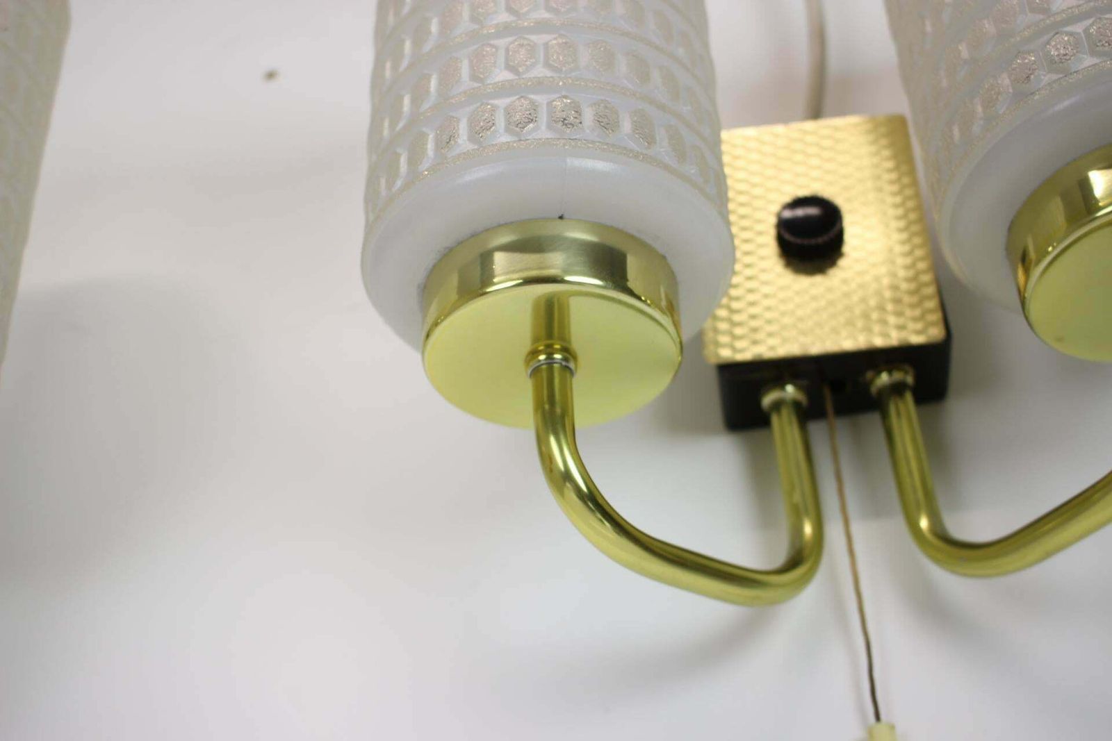 1970s Pair Of Two Wall Lamps With Glass Shades, Germany photo vintage