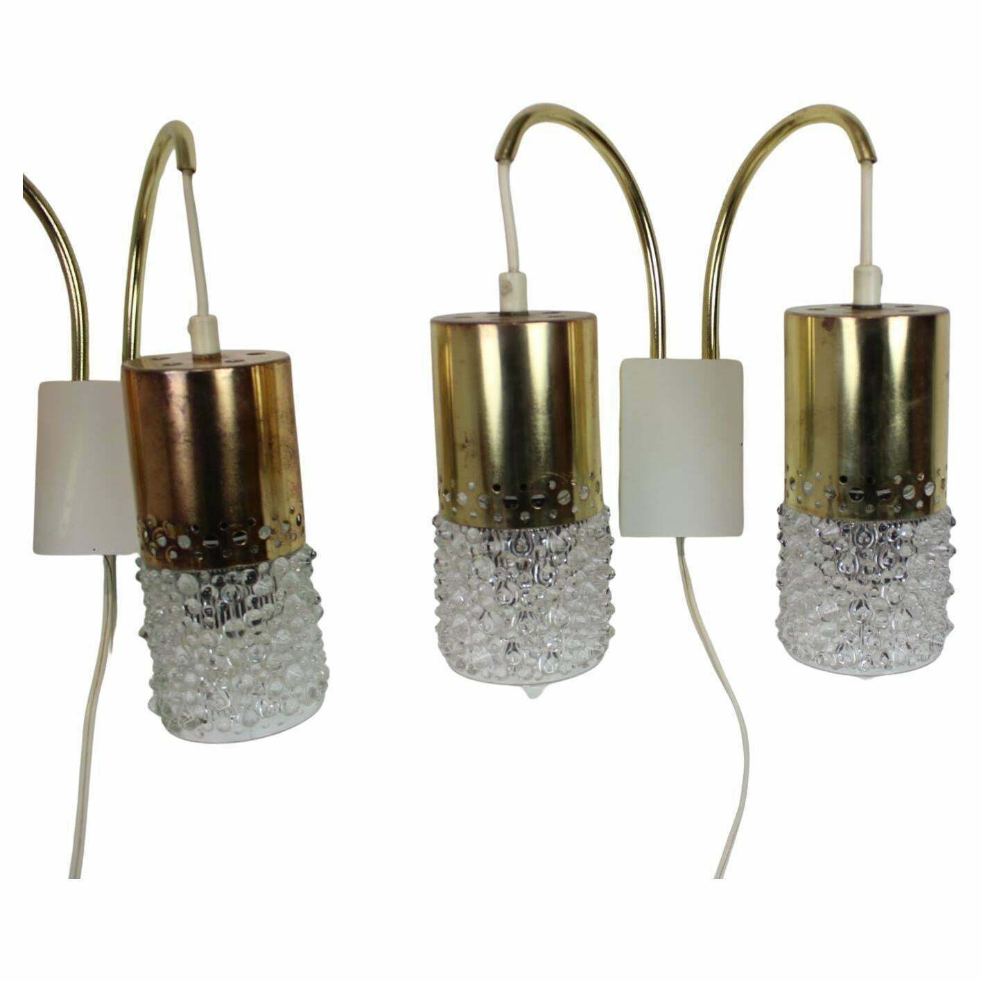 1970s Pair Of Two Wall Lamps With Glass Shades, Germany photo Lighting