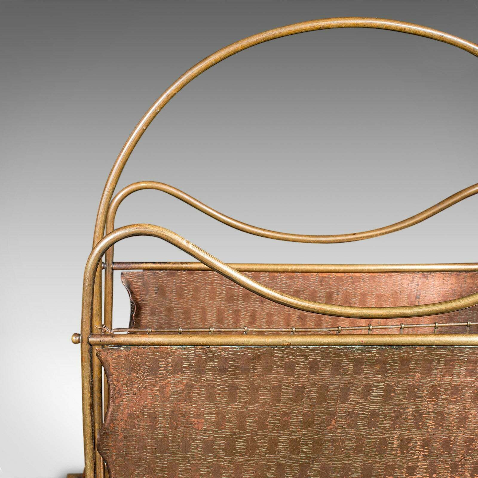 Antique Newspaper Rack, French, Brass, Copper, Walnut, Magazine Stand, Victorian photo vinterior