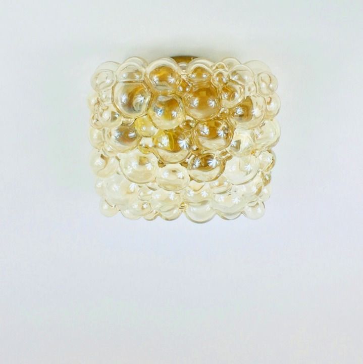 Mid Century Amber Bubble Glass Wall Light By Helena Tynell For Limburg, Germany, 1970s photo vinterior