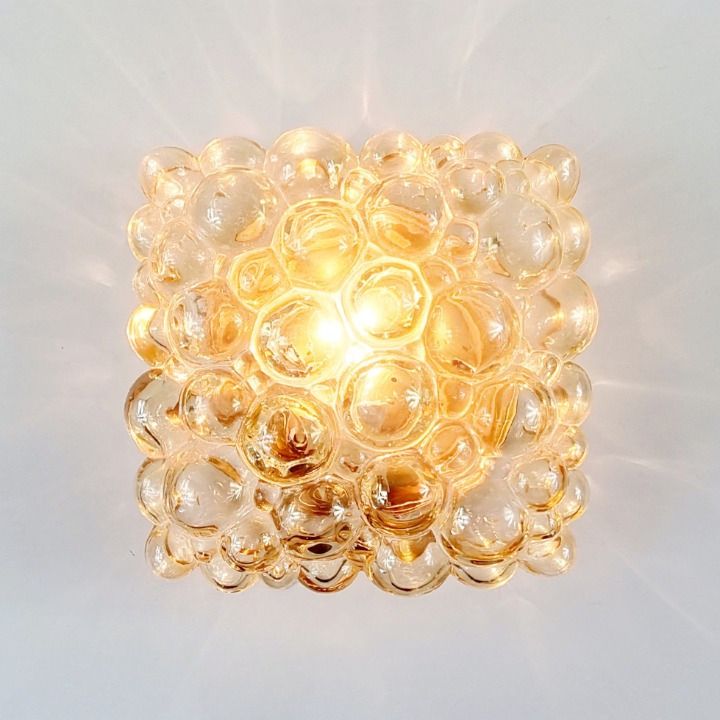 Mid Century Amber Bubble Glass Wall Light By Helena Tynell For Limburg, Germany, 1970s photo vintage