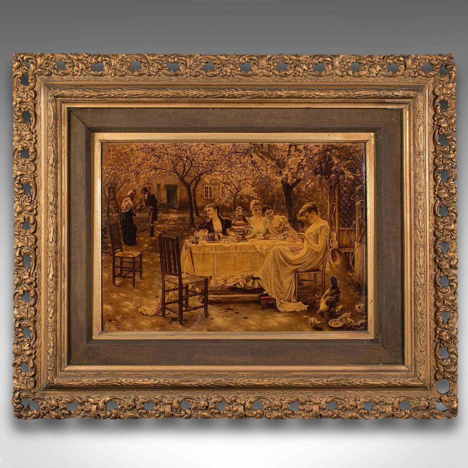 Antique Crystoleum Picture, German, Framed, Mezzotint Painting, Art, Victorian photo furniture