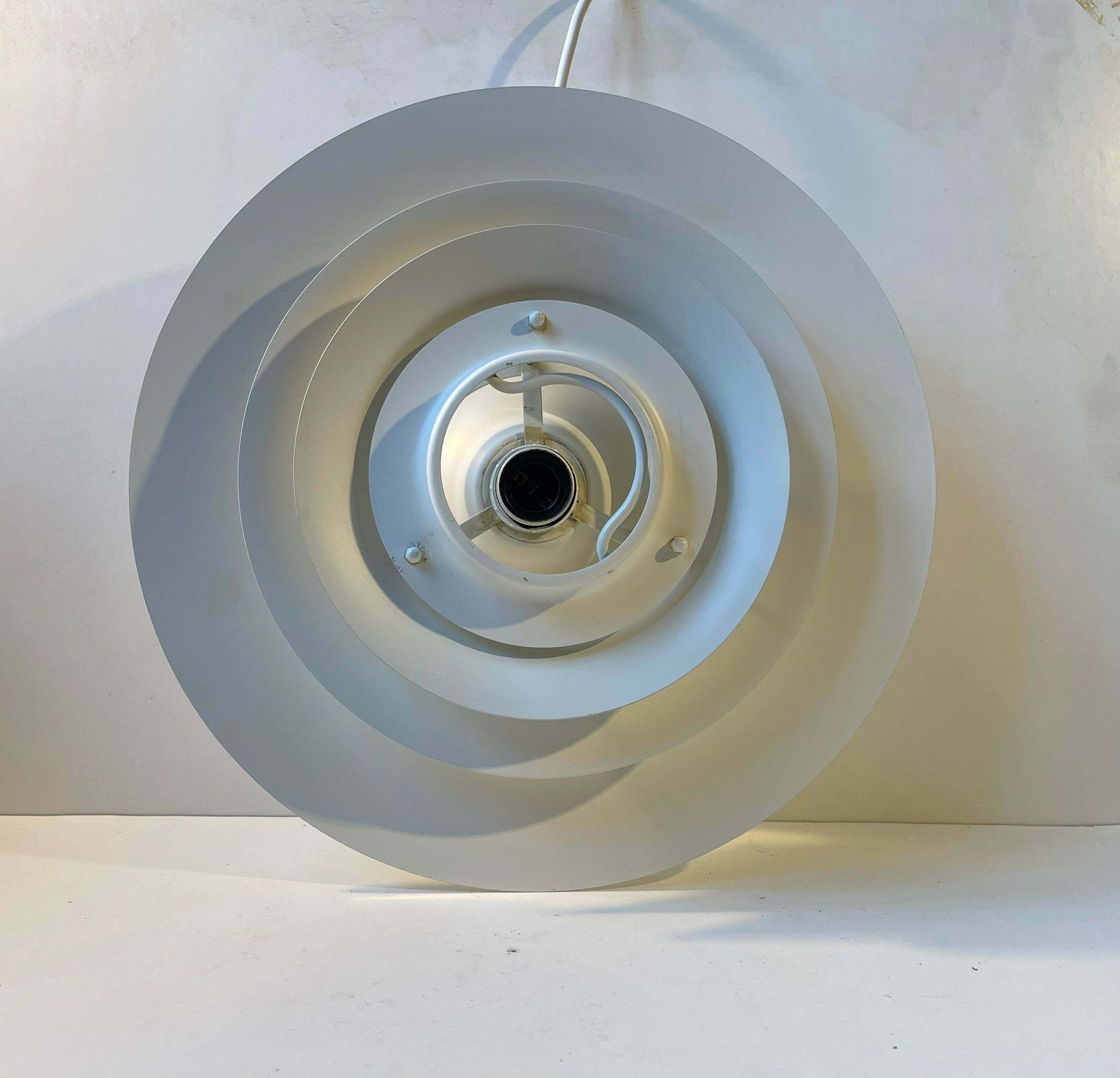 Danish Tiered White Hanging Lamp By Frandsen's Belysning, 1970s photo 437.0