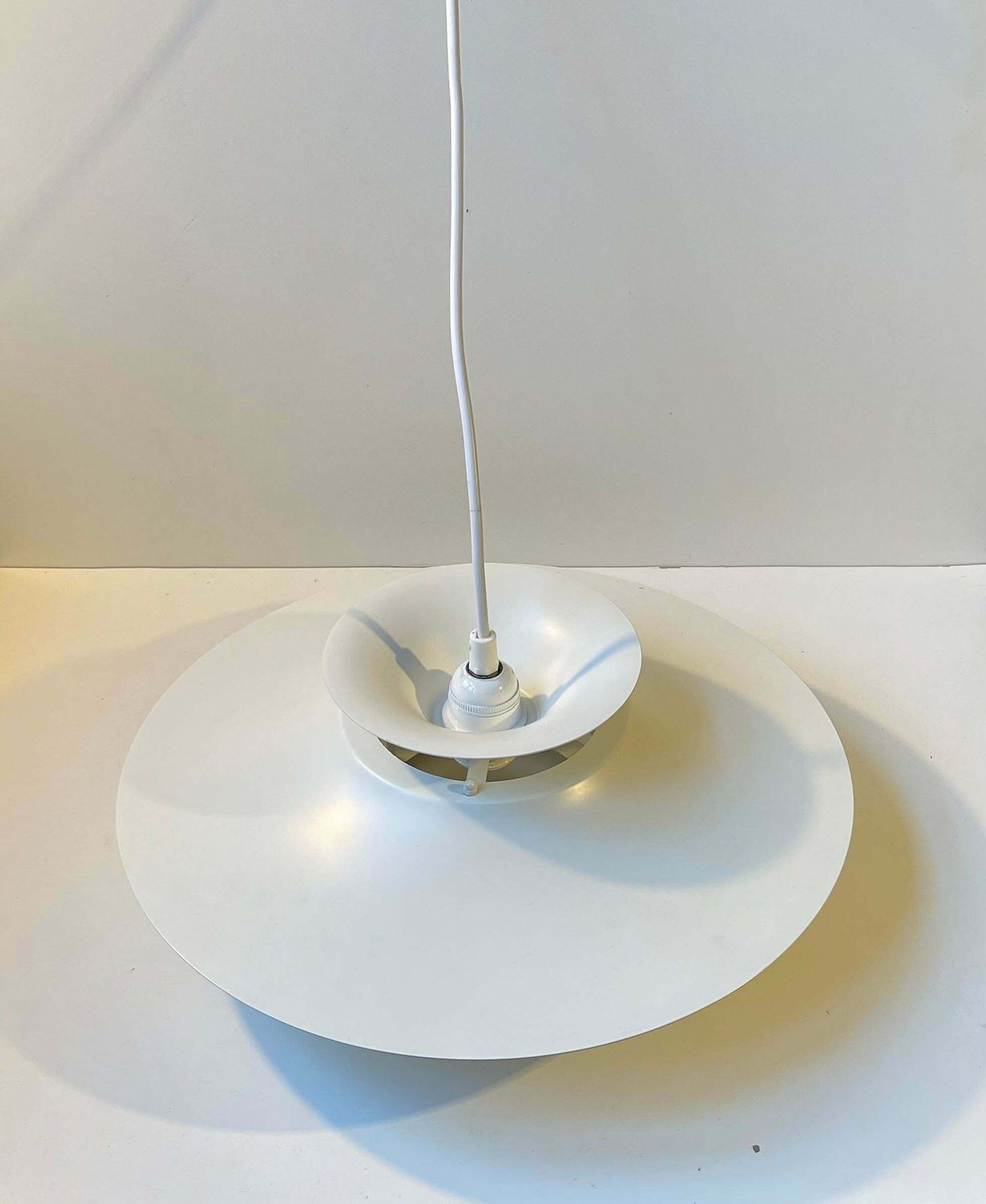 Danish Tiered White Hanging Lamp By Frandsen's Belysning, 1970s photo buy