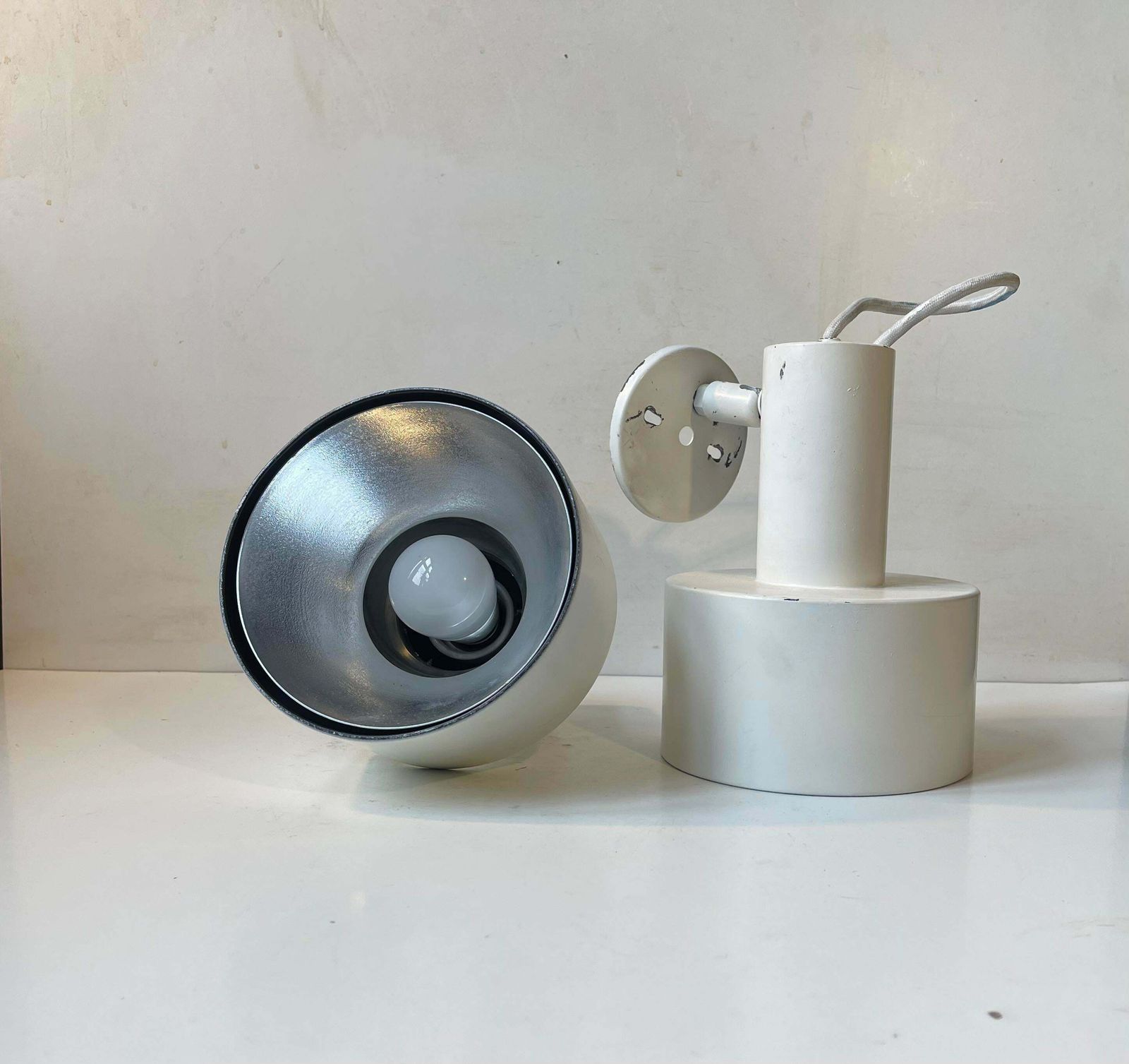 Vintage White Louis Poulsen Industrial Wall Lamps, 1970s photo for sale