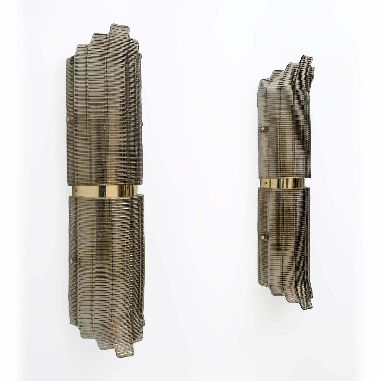 photo furniture Pair Of Large Art Deco Style Murano Glass Textured Wall Sconces