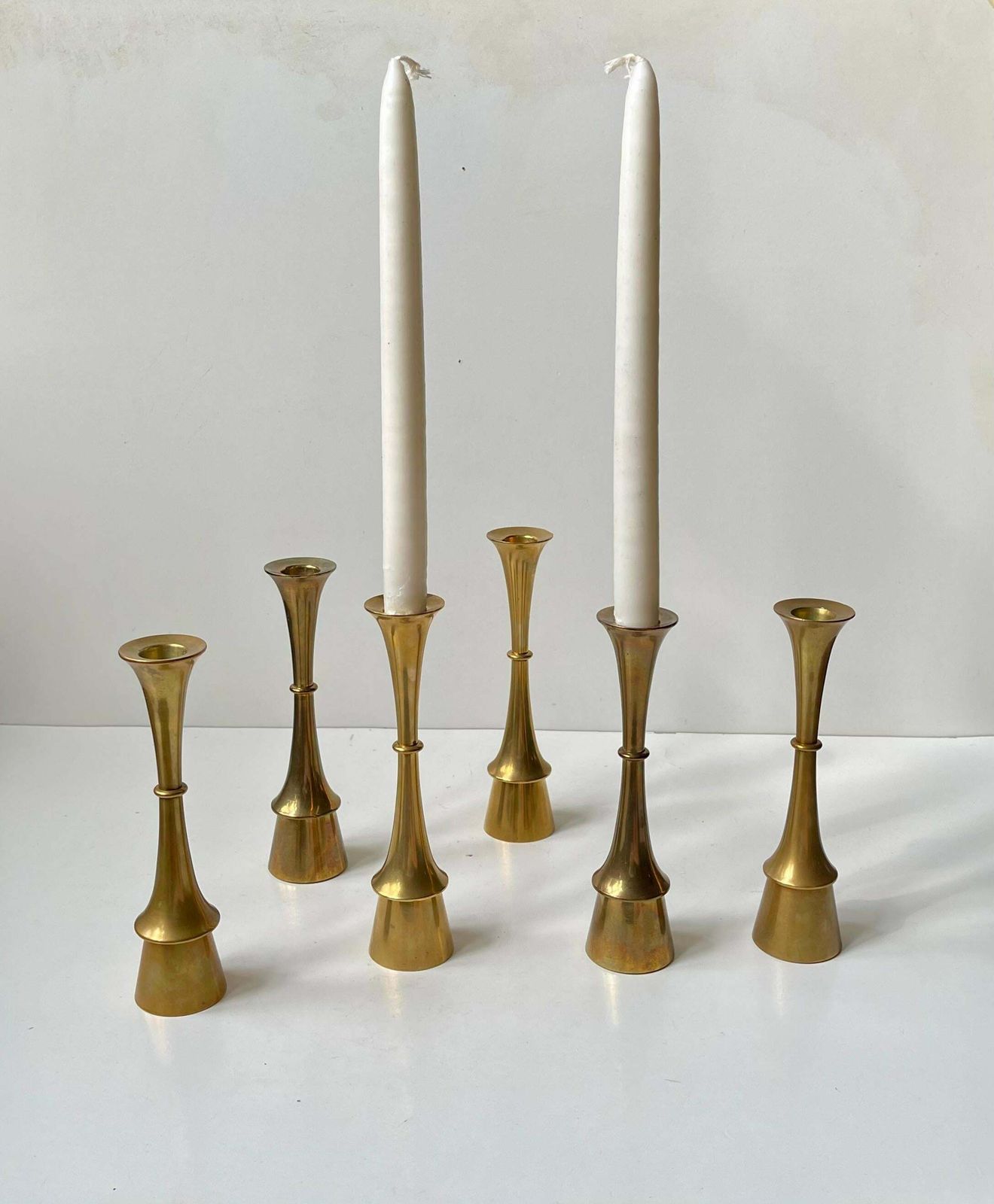 Jens Harald Quistgaard Brass Midcentury Candlesticks, 1960s, Set Of 6 photo Home Decor